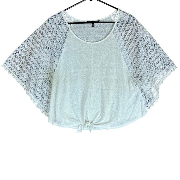 Victoria's Secret Womens Shirt White Lace Cape Scoop Neck Semi Sheer Large - Picture 1 of 14